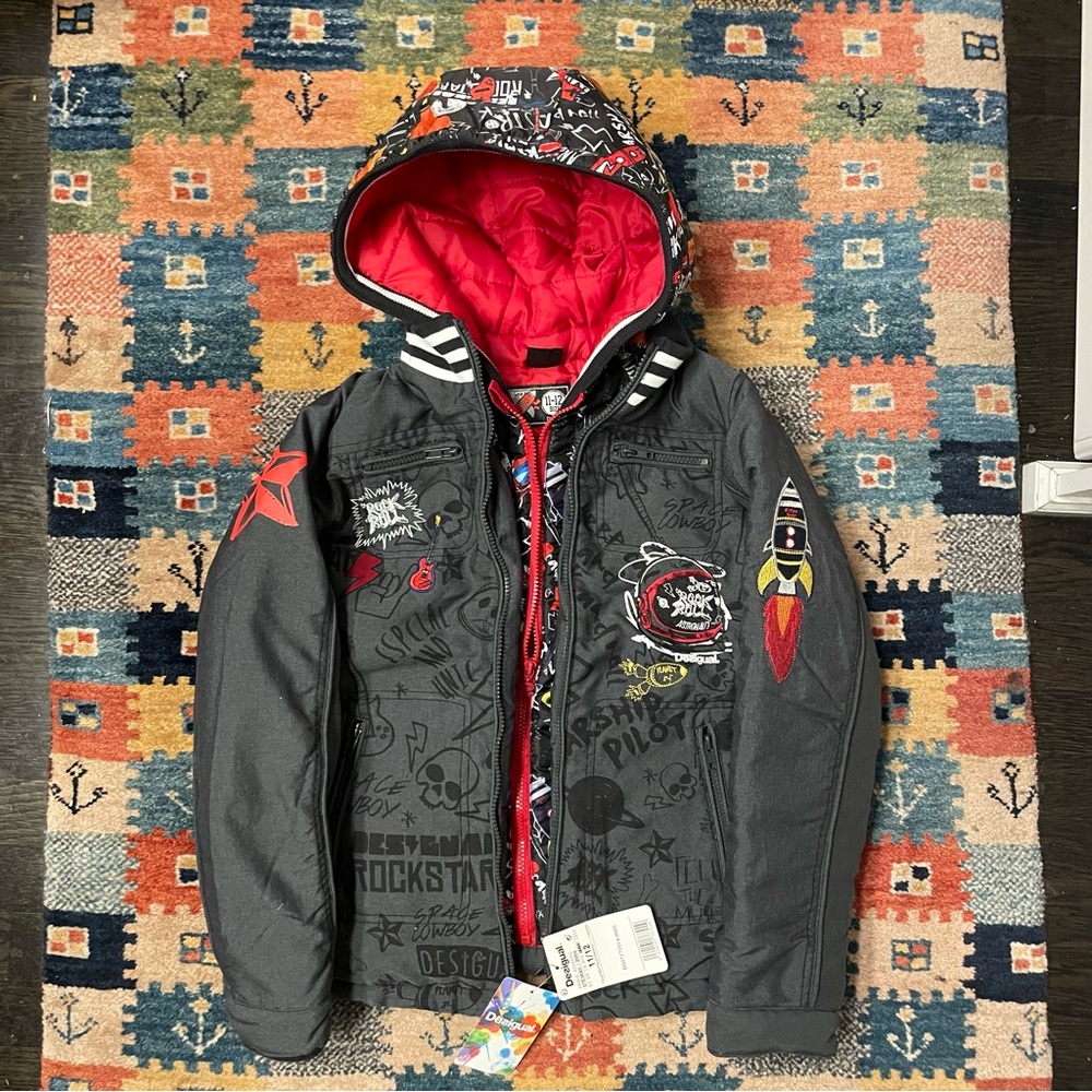 Size 12 Desigual Super Cool NWT Jacket « Rock & Roll Astronaut » - Picture 9 of 12